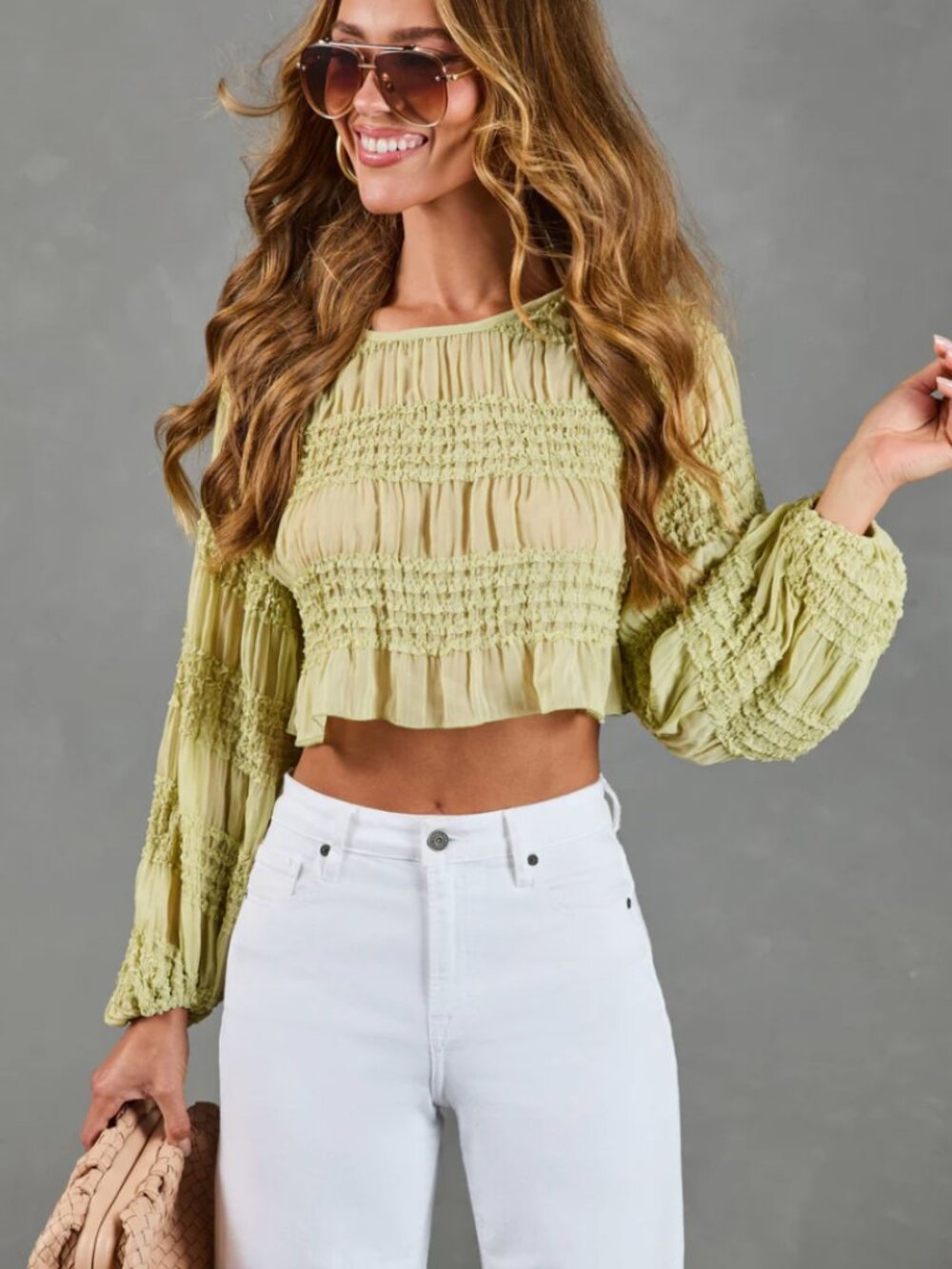 VICI sheer green crop top, size S, NWOT